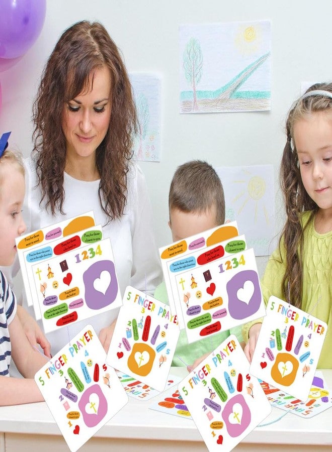 wootile 5 Finger Prayer Handprint Craft Bible Crafts 6 Set DIY Christian Sunday School Arts Make Your Own Finger Prayer Gift Christian Prayer Handprint DIY Kit for Religious Jesus Gifts - Image 2