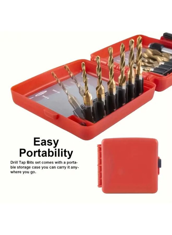 13pcs Titanium Drill and Tap Bit Set with Quick Change Adapter Metric 3 in 1 Tool - Image 3