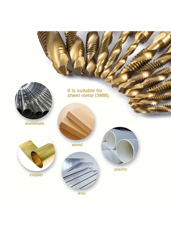 13pcs Titanium Drill and Tap Bit Set with Quick Change Adapter Metric 3 in 1 Tool - Image 5