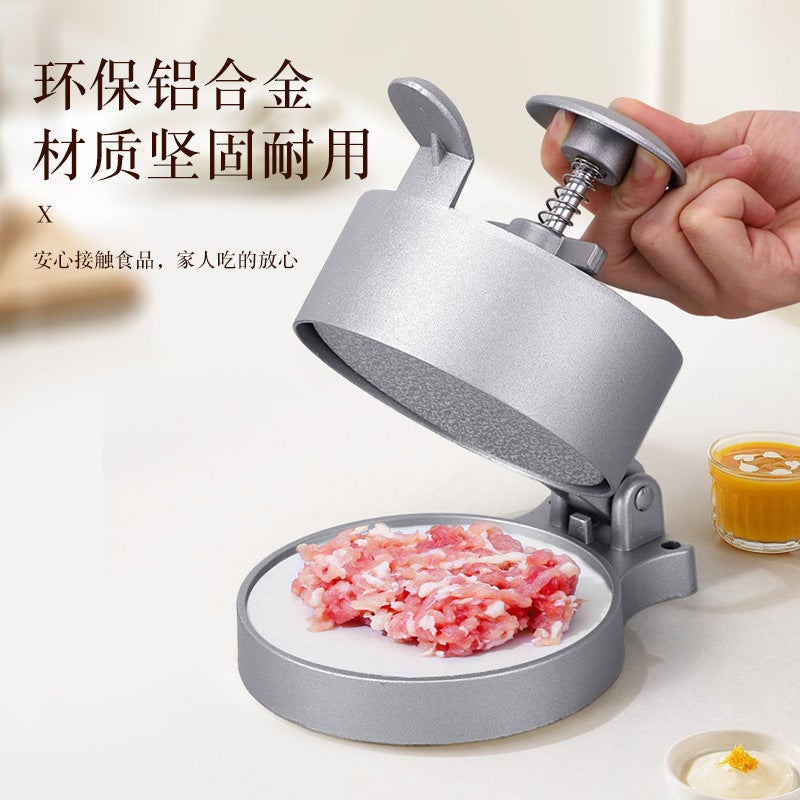Hamburger Meat Press Aluminum Alloy Meat Pie Tool Household Manual Adjustable Press Hamburger Meat Pie Mold - Image 4