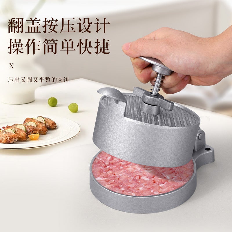 Hamburger Meat Press Aluminum Alloy Meat Pie Tool Household Manual Adjustable Press Hamburger Meat Pie Mold - Image 3