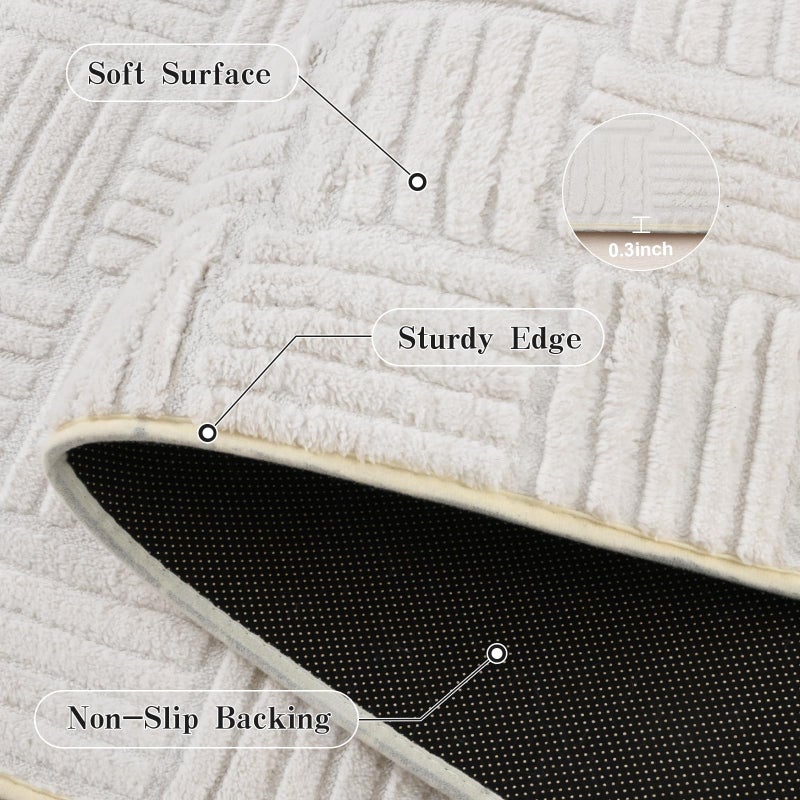 Flagover 4x6 White Washable Shag Area Rug for Girls Bedroom, Modern Geometric Non Slip Living Room Rugs, Fluffy Soft Thick Carpet for Kids Room, Dorm, Office, Bedside, Entryway and Home Decor - Image 4