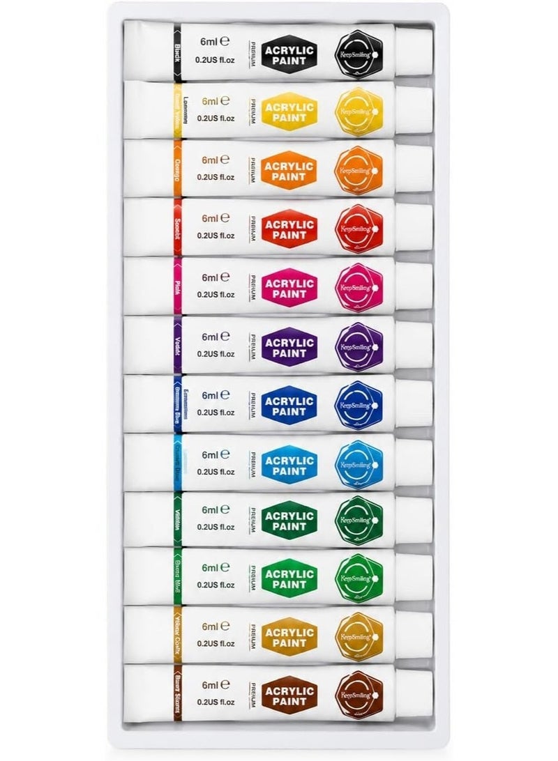Keep Smiling Acrylic Paint Set – 12 Colors × 6ml – Fine Quality for Arts & Craft - Image 4