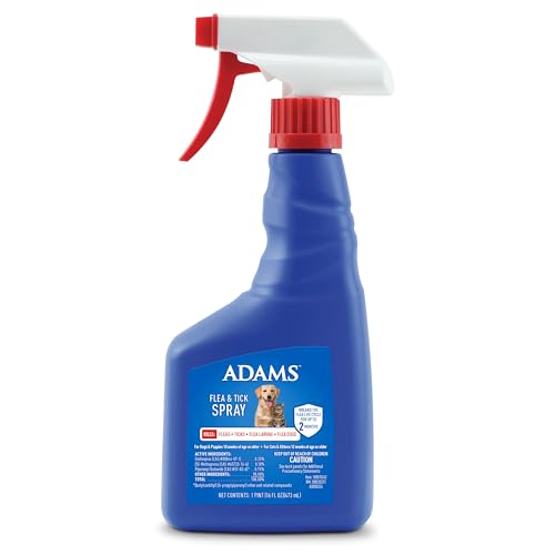 Adams Flea & Tick Spray For Dogs and Cats ; Kills Fleas and Ticks Through Contact, Kills Flea Eggs, Flea Larvae, and Prevents Flea Egg Hatch ; Controls Flea Reinfestation For Up To 2 Months ; 16 Oz - Image 1
