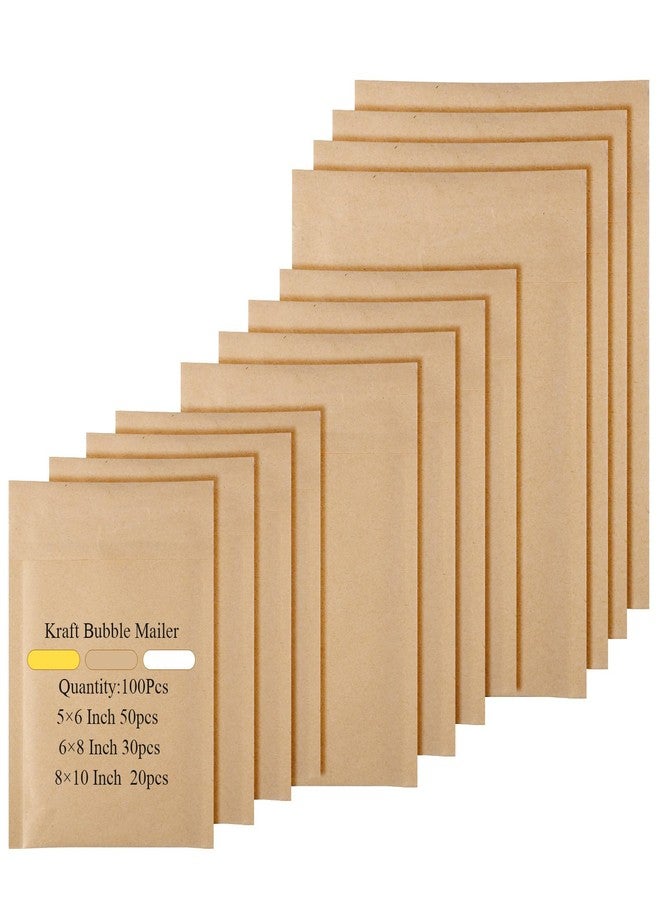 Yeyeplum 100 Pieces Kraft Bubble Mailers 3 sizes, Padded Bubble Envelopes, Kraft Poly Mailers, Bubble Lined Shipping Envelopes, Mail Shipping bubble Bags for CDs, Book, Office Supplies(Natural) - Image 1