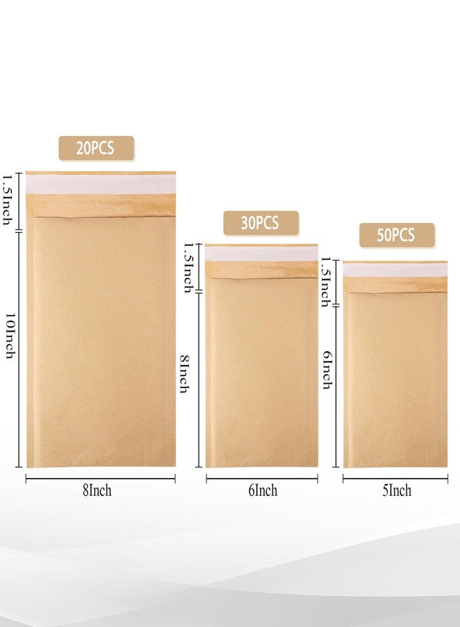 Yeyeplum 100 Pieces Kraft Bubble Mailers 3 sizes, Padded Bubble Envelopes, Kraft Poly Mailers, Bubble Lined Shipping Envelopes, Mail Shipping bubble Bags for CDs, Book, Office Supplies(Natural) - Image 2