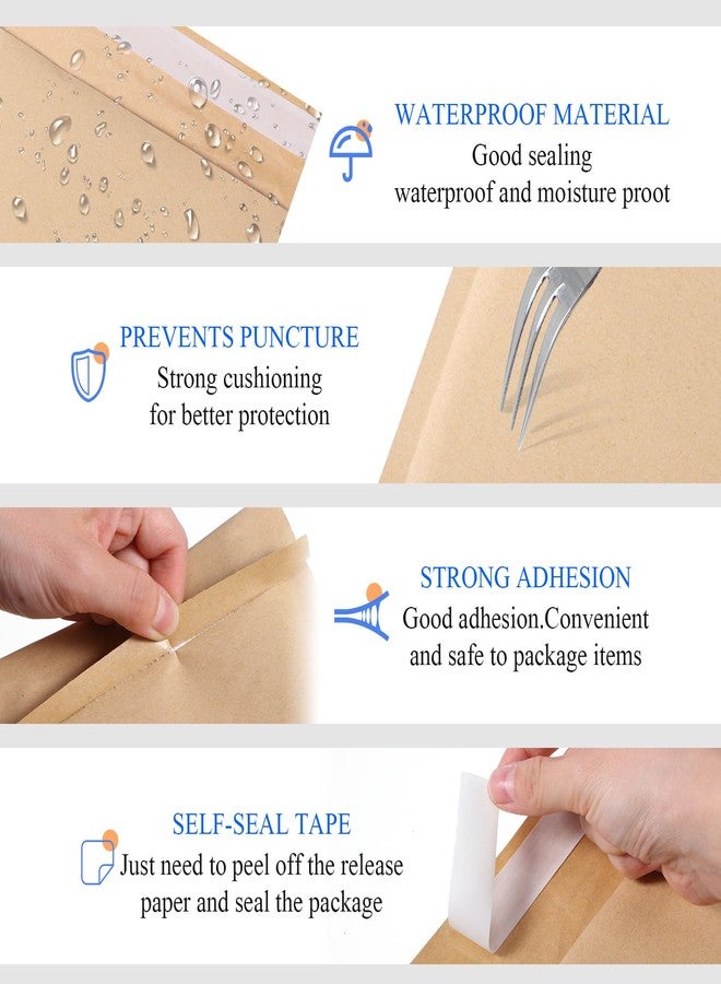 Yeyeplum 100 Pieces Kraft Bubble Mailers 3 sizes, Padded Bubble Envelopes, Kraft Poly Mailers, Bubble Lined Shipping Envelopes, Mail Shipping bubble Bags for CDs, Book, Office Supplies(Natural) - Image 3