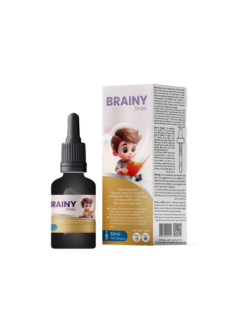 برايني نقط مجموعة فيتامينات مع اوميجا 3 للاطفال 30 مل من ادفانس هيلث