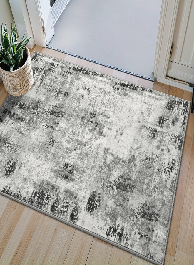Merelax 2x3 Grey Entryway Washable Area Rug, Gray Kitchen Bedroom Entrance Small Area Rugs, Non Slip Bathroom Throw Rugs, Front Door Indoor Door Mat, Modern Abstract Carpet - Image 5
