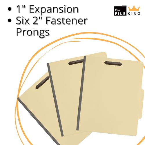 The File King Two Divider Manila Classification File Folder - Letter Size | 10 Pack | 2/5 ROC Top Tab | 1" Expansion | 2" Fastener Prongs | Made in America - Image 4