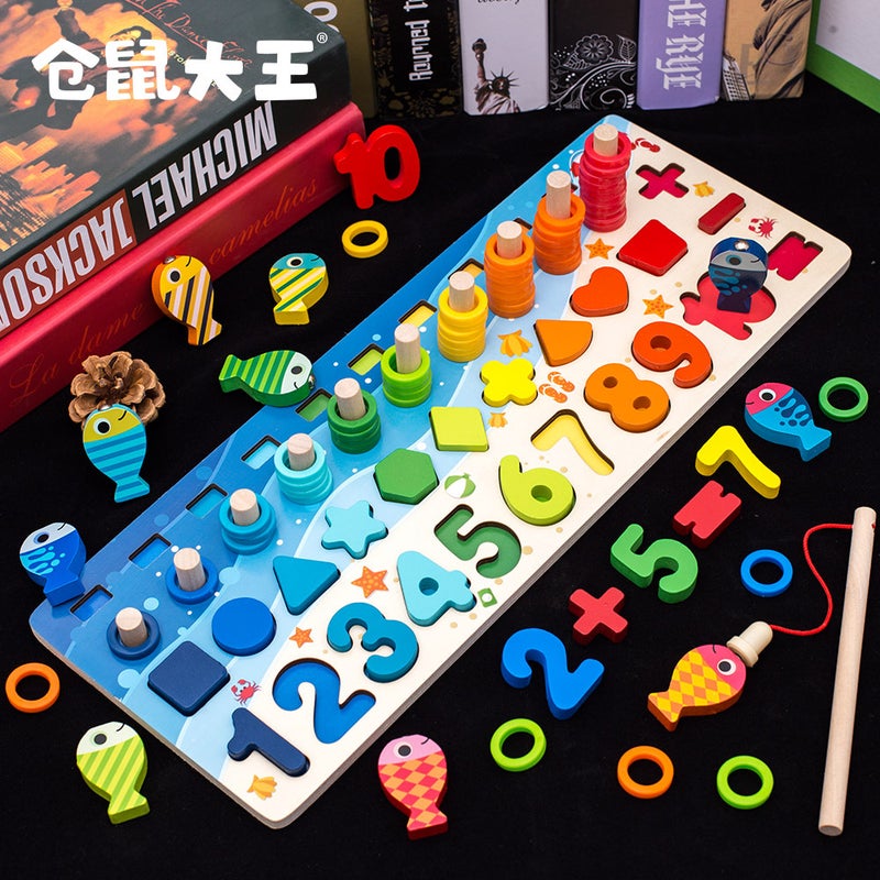Children'S Magnetic Fishing Toys Intelligence Development Digital Assembling Building Blocks Enlightenment Early Education Fishing Letters Logarithmic Board - Image 2