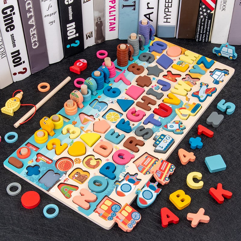 Children'S Magnetic Fishing Toys Intelligence Development Digital Assembling Building Blocks Enlightenment Early Education Fishing Letters Logarithmic Board - Image 1