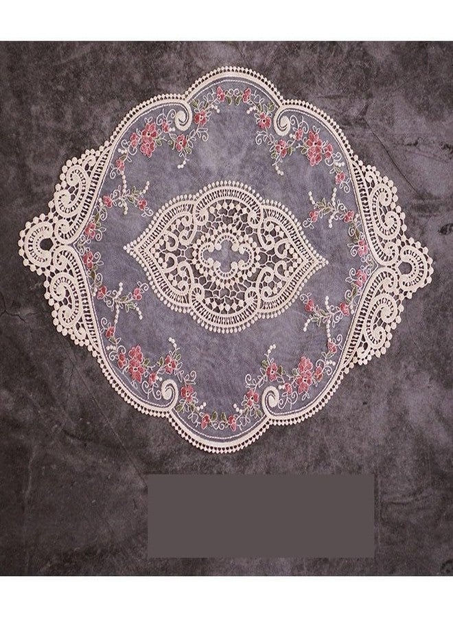 The AutoStory 2Pack Pink Retro Lace Placemats Irregular Shape Embroidered Polyester Bohemian Eco-Friendly French Crochet Doilies Vintage Coasters (Pack of 2) - Image 1