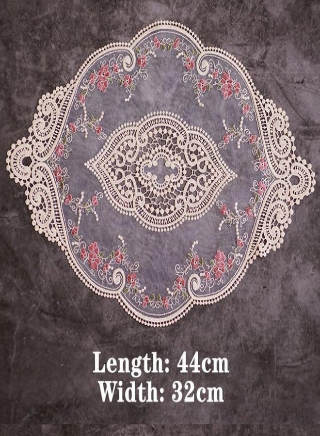 The AutoStory 2Pack Pink Retro Lace Placemats Irregular Shape Embroidered Polyester Bohemian Eco-Friendly French Crochet Doilies Vintage Coasters (Pack of 2) - Image 2
