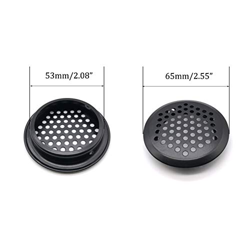 NACX 20Pcs Air Vents 53mm Circular Soffit Vent Stainless Steel Round Vent Mesh Hole Louver for Kitchen Bathroom Cabinet Wardrobe (Black) - Image 2