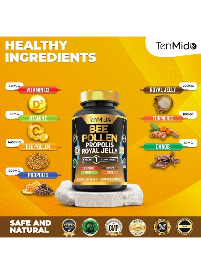 Tenmido Bee Pollen Supplement with Propolis and Royal Jelly for Men and Women - Image 3