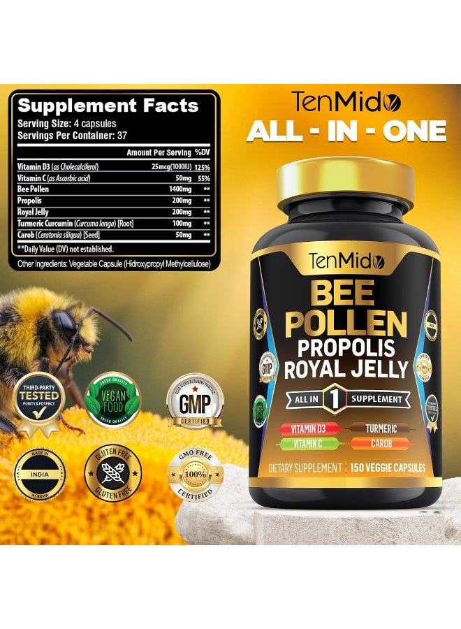 Tenmido Bee Pollen Supplement with Propolis and Royal Jelly for Men and Women - Image 2