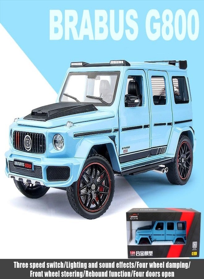 ARNIYAVALA 1:24 Mercedes-Benz Barbos G800 Alloy Off-Road car Model, Sound and Light Sound Effect Function, Pull Back car, Suitable for Adults and Children's Christmas Birthday Gifts,. (Sky) - Image 4
