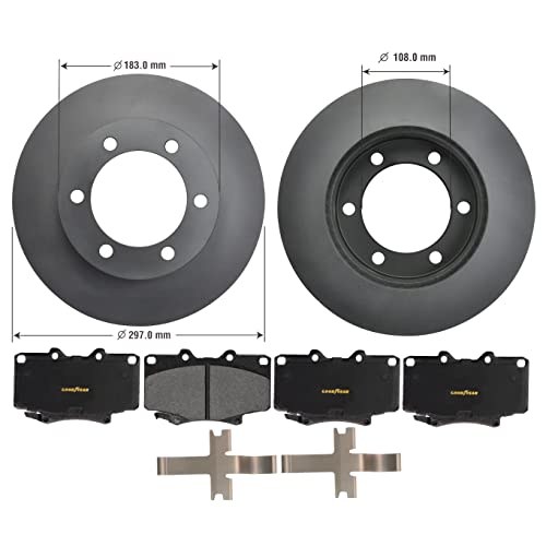 Goodyear Brakes PRK91863F | Front Truck & SUV Brake Kit with Pair (2) of AntiOx Coated Brake Rotors and Carbon-Ceramic Brake Pads fits Toyota 4Runner 02-96 - Image 2