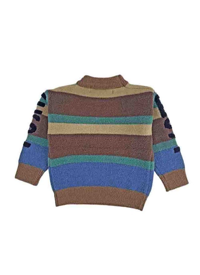 LITTLE SURPRISE BOX - Brown No 1 Hero themed Knitted Warmer Cardigan Sweater for Kids - Image 1