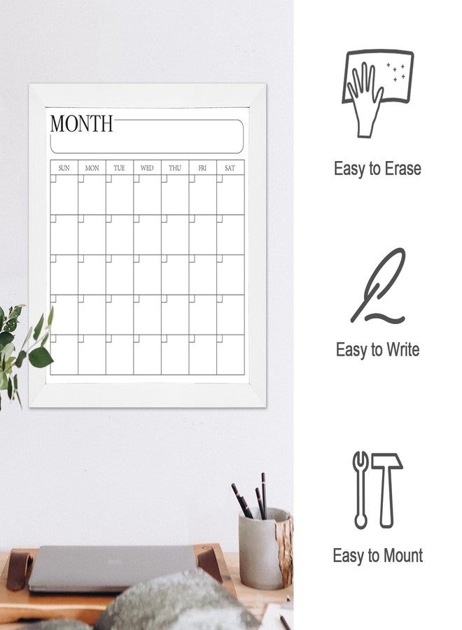 Aitakatta Monthly Calendar Dry Erase Board for Wall, 11.8" x 11.8" Magnetic Surface Whiteboard with White Wooden Frame, Hanging White Board Calendar for Decor/Memo(YL-WH,3030) - Image 5