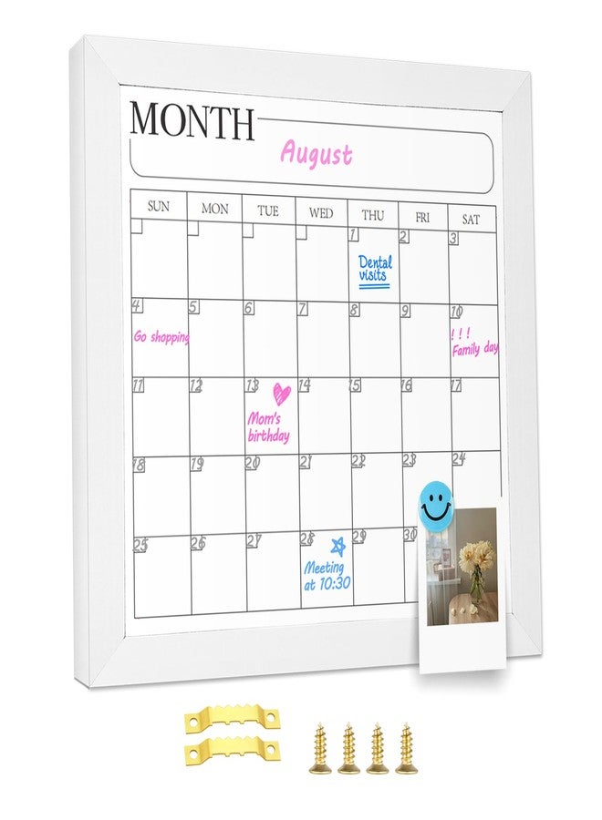 Aitakatta Monthly Calendar Dry Erase Board for Wall, 11.8" x 11.8" Magnetic Surface Whiteboard with White Wooden Frame, Hanging White Board Calendar for Decor/Memo(YL-WH,3030) - Image 1
