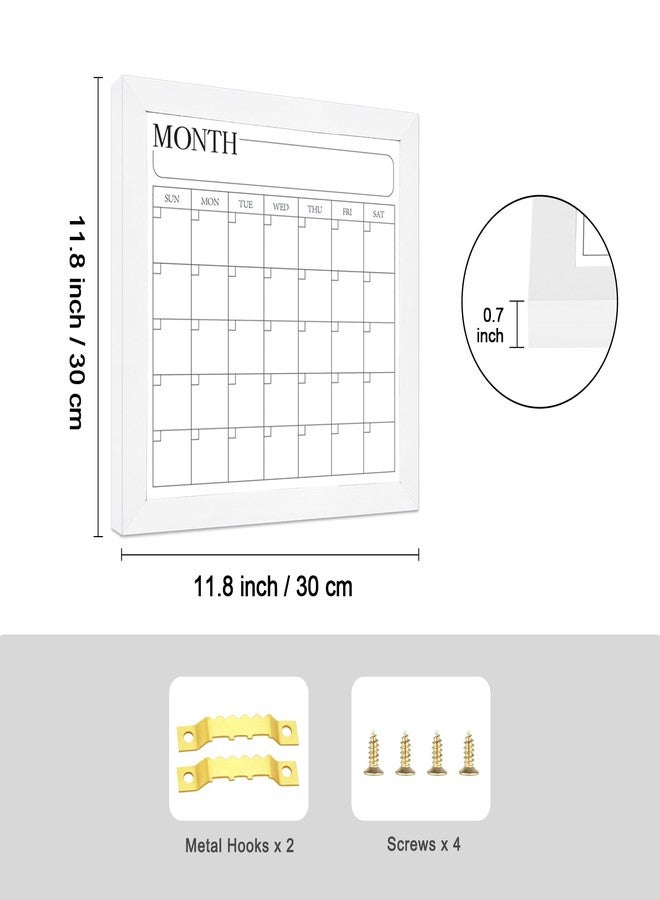 Aitakatta Monthly Calendar Dry Erase Board for Wall, 11.8" x 11.8" Magnetic Surface Whiteboard with White Wooden Frame, Hanging White Board Calendar for Decor/Memo(YL-WH,3030) - Image 2