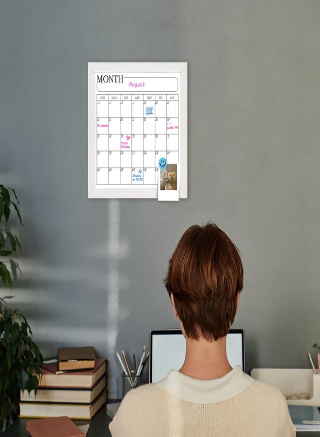 Aitakatta Monthly Calendar Dry Erase Board for Wall, 11.8" x 11.8" Magnetic Surface Whiteboard with White Wooden Frame, Hanging White Board Calendar for Decor/Memo(YL-WH,3030) - Image 4