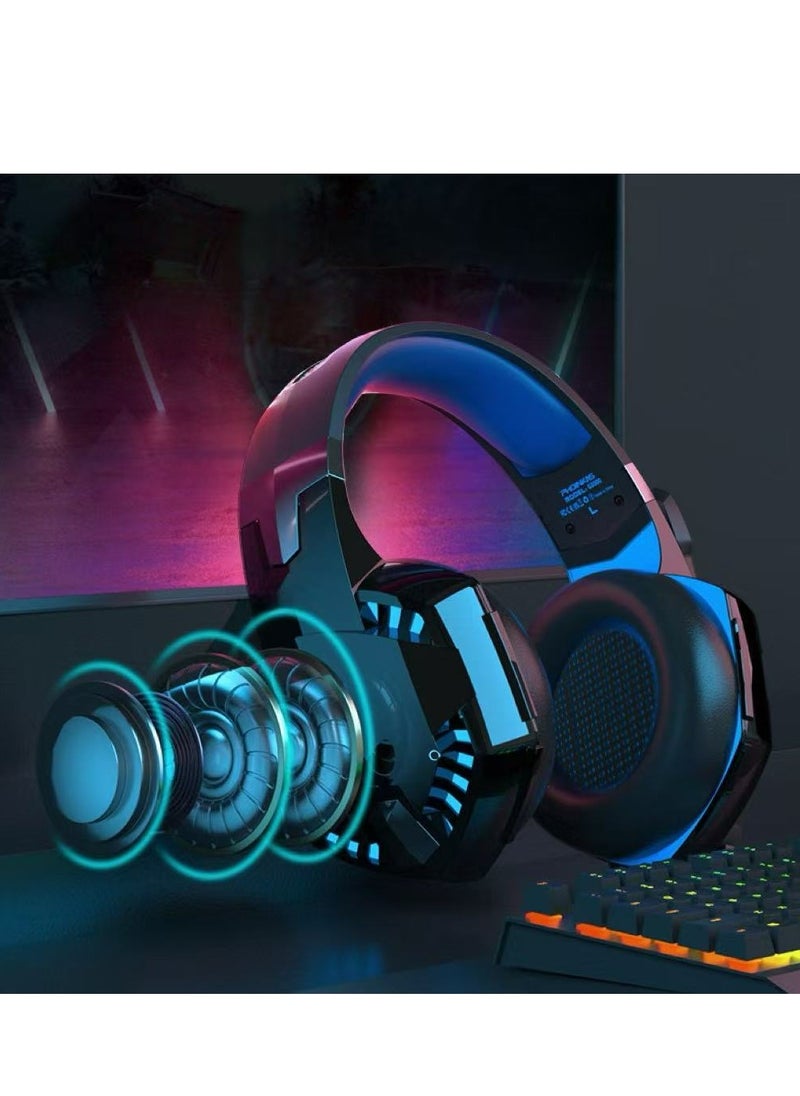 Generic - Gaming Headset Surround Stereo Gaming Headphones with Noise Cancelling Mic, LED Lights and Soft Memory Earmuffs for PS4, Nintendo Switch, PC Mac Computer Games (Red) Wired - Image 1