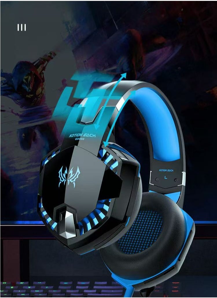Generic - Gaming Headset Surround Stereo Gaming Headphones with Noise Cancelling Mic, LED Lights and Soft Memory Earmuffs for PS4, Nintendo Switch, PC Mac Computer Games (Red) Wired - Image 1