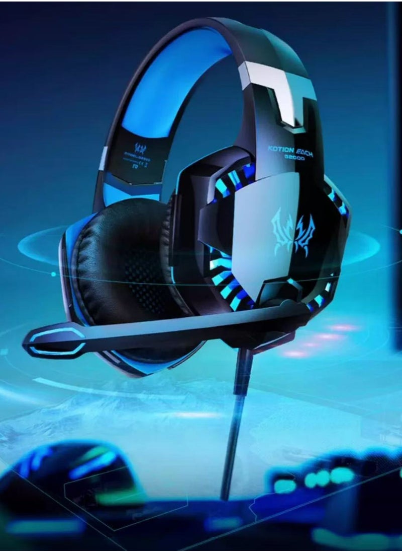 Generic - Gaming Headset Surround Stereo Gaming Headphones with Noise Cancelling Mic, LED Lights and Soft Memory Earmuffs for PS4, Nintendo Switch, PC Mac Computer Games (Red) Wired - Image 1