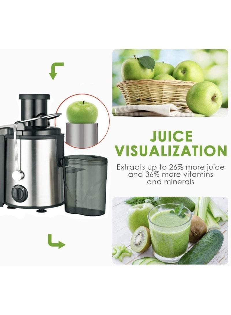 An 800-watt, 600ml electric fruit and vegetable juicer. The wide feed chute makes it easy to add fruits and vegetables. Easy to clean, made of stainless steel. - Image 4