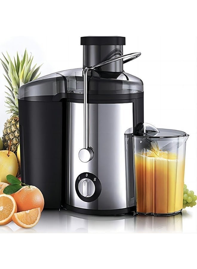 An 800-watt, 600ml electric fruit and vegetable juicer. The wide feed chute makes it easy to add fruits and vegetables. Easy to clean, made of stainless steel. - Image 2