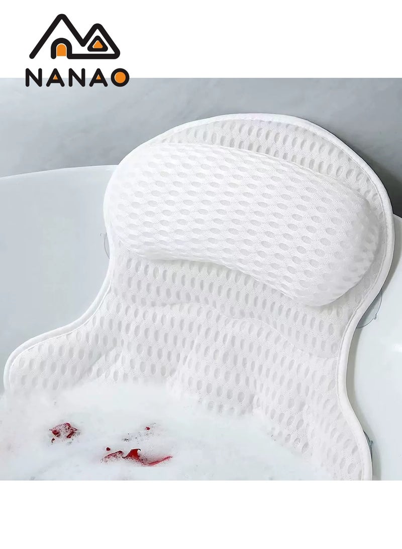 NANAO Bath Pillow Relaxing Bath Pillows For Back Support Relaxing Headrest Bath Pillow Portable Washable Bathtub Accessories With 4 D Air Mesh Thick Soft Bath Pillow - Image 1