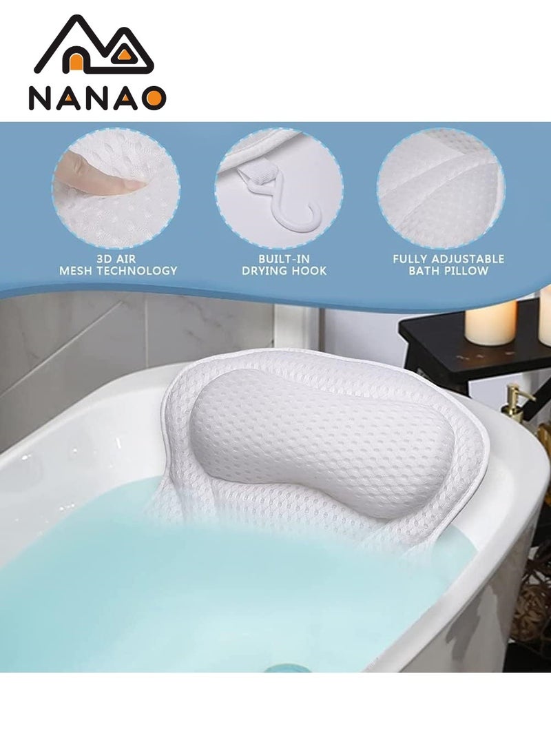 NANAO Bath Pillow Relaxing Bath Pillows For Back Support Relaxing Headrest Bath Pillow Portable Washable Bathtub Accessories With 4 D Air Mesh Thick Soft Bath Pillow - Image 3