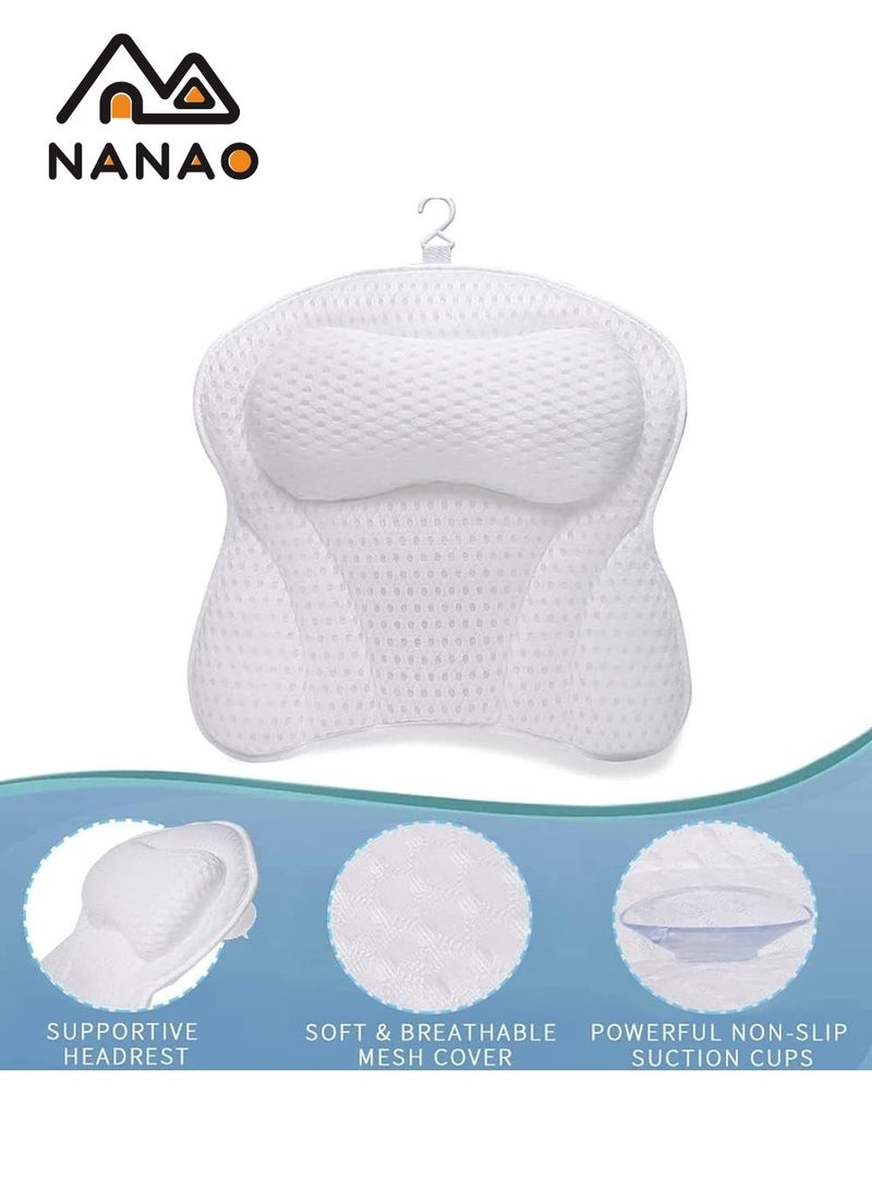 NANAO Bath Pillow Relaxing Bath Pillows For Back Support Relaxing Headrest Bath Pillow Portable Washable Bathtub Accessories With 4 D Air Mesh Thick Soft Bath Pillow - Image 4