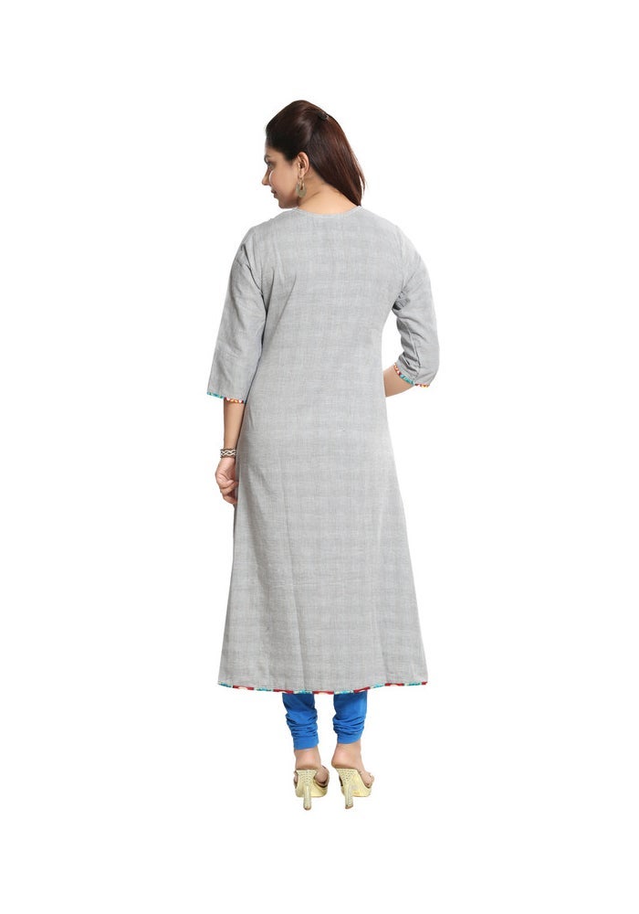 ARCHATTIRE Asymmetric Kurta in Light Grey for Women - Image 5