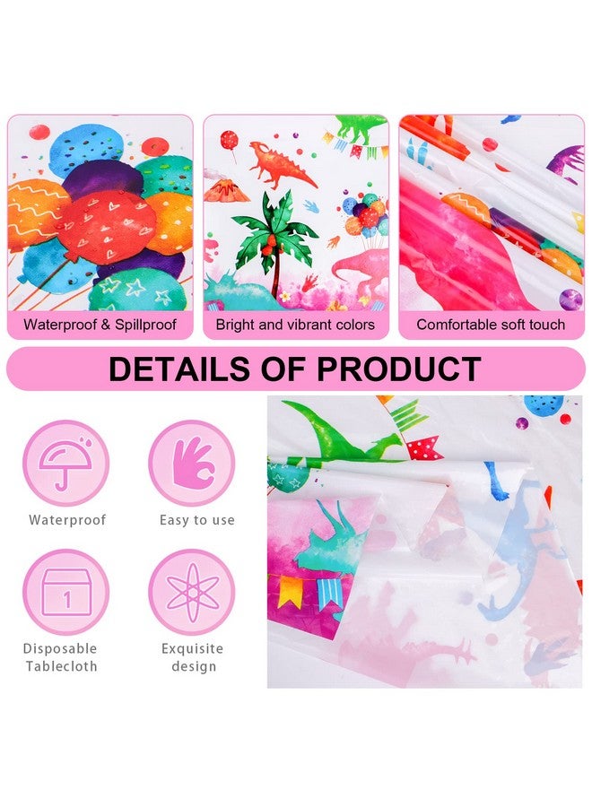 Phogary Pink Dinosaur Tablecloth For Dinosaur Birthday Decorations 3 Pack Dinosaur Table Cloth Plastic Dinosaur Table Cover Girl'S Party Supplies Dino Theme Rex Party Decoration 51 X 87 - Image 4