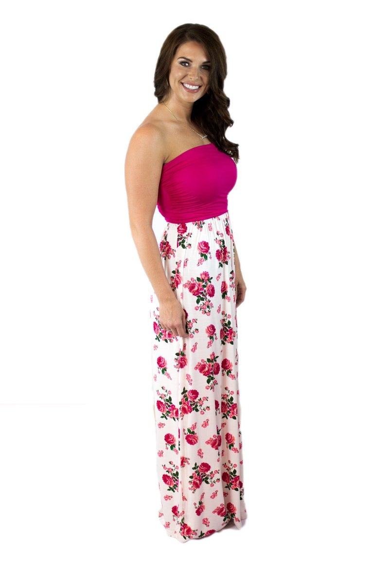 Charm Your Prince Pink Floral Women's Sleeveless Maxi Dress Medium - Image 1