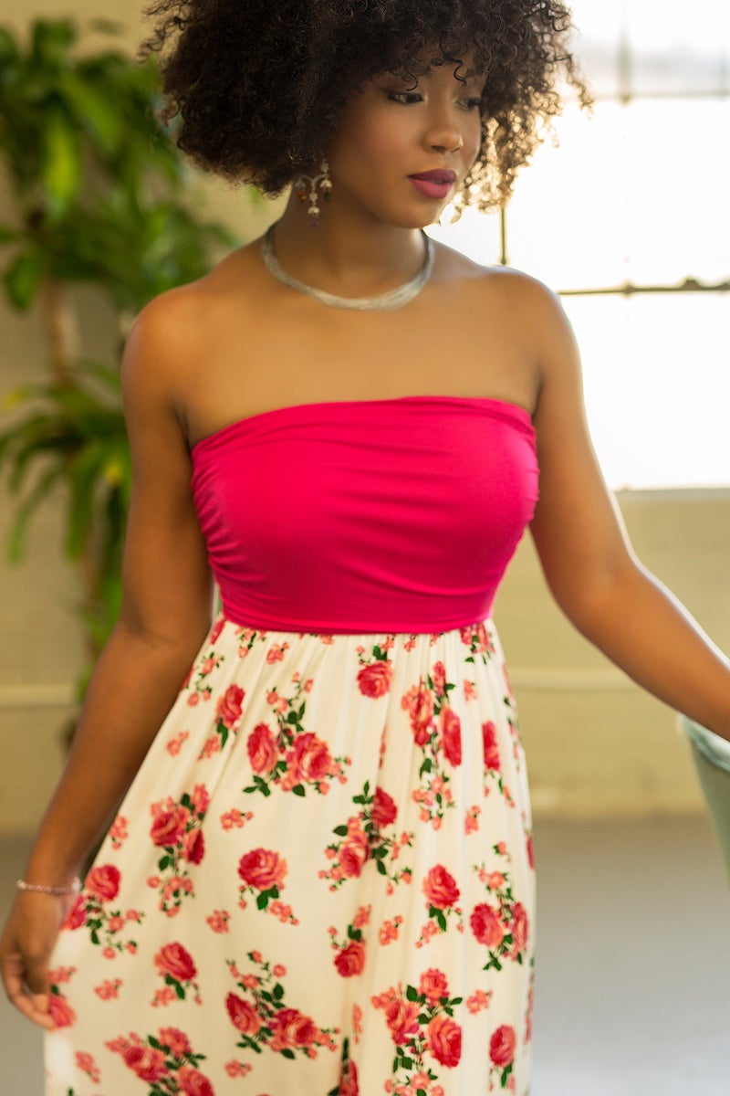 Charm Your Prince Pink Floral Women's Sleeveless Maxi Dress Medium - Image 2