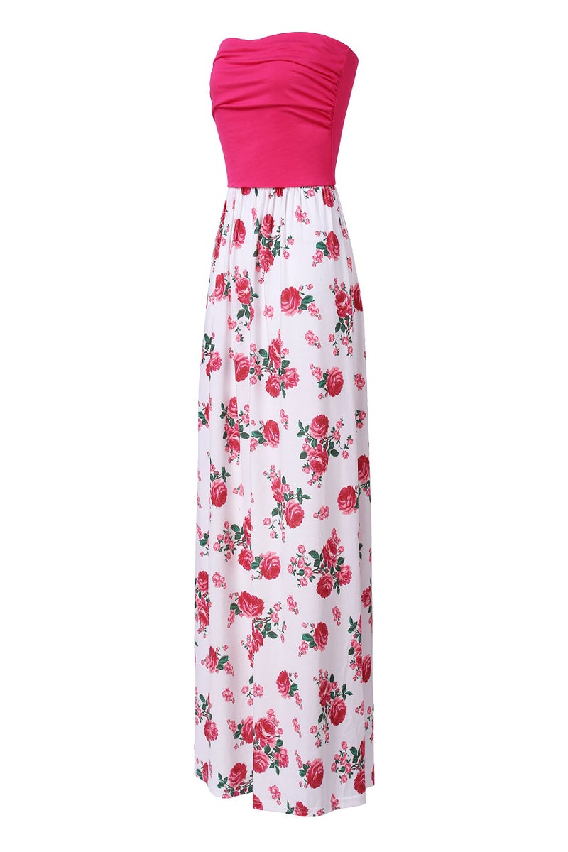 Charm Your Prince Pink Floral Women's Sleeveless Maxi Dress Medium - Image 5