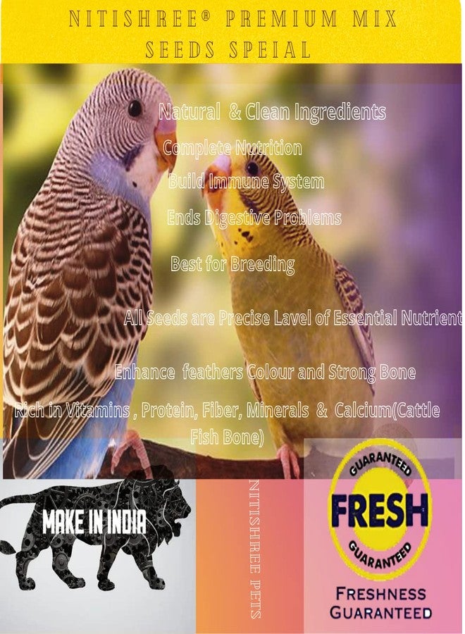 نيتيشري ® طعام طيور فاخر لجميع أنواع الببغاوات الصغيرة والببغاوات الأسترالية | مزيج بذور طعام الطيور اليومي مع عظم الحبار المكسور | طعام الطيور | بذور طعام الطيور (5 كجم) - Image 4
