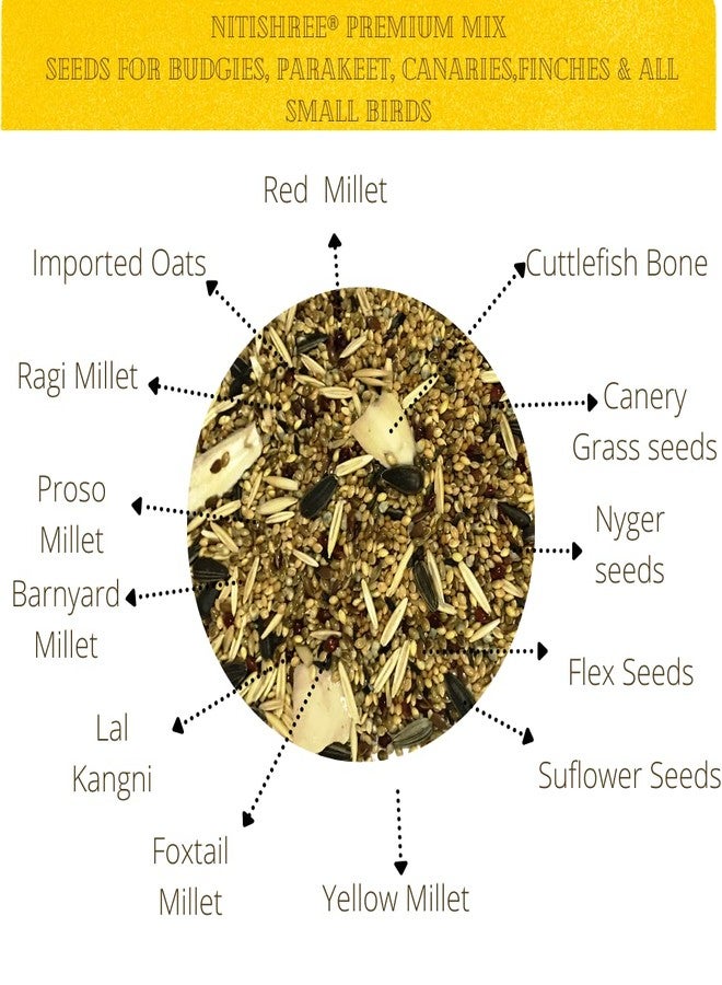 نيتيشري ® طعام طيور فاخر لجميع أنواع الببغاوات الصغيرة والببغاوات الأسترالية | مزيج بذور طعام الطيور اليومي مع عظم الحبار المكسور | طعام الطيور | بذور طعام الطيور (5 كجم) - Image 3