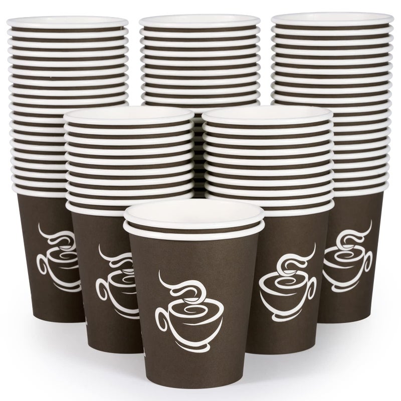 LITOPAK 400 Pack 8 oz Paper Cups Brown Disposable Hot Coffee Cups for Party Picnic Travel and Events