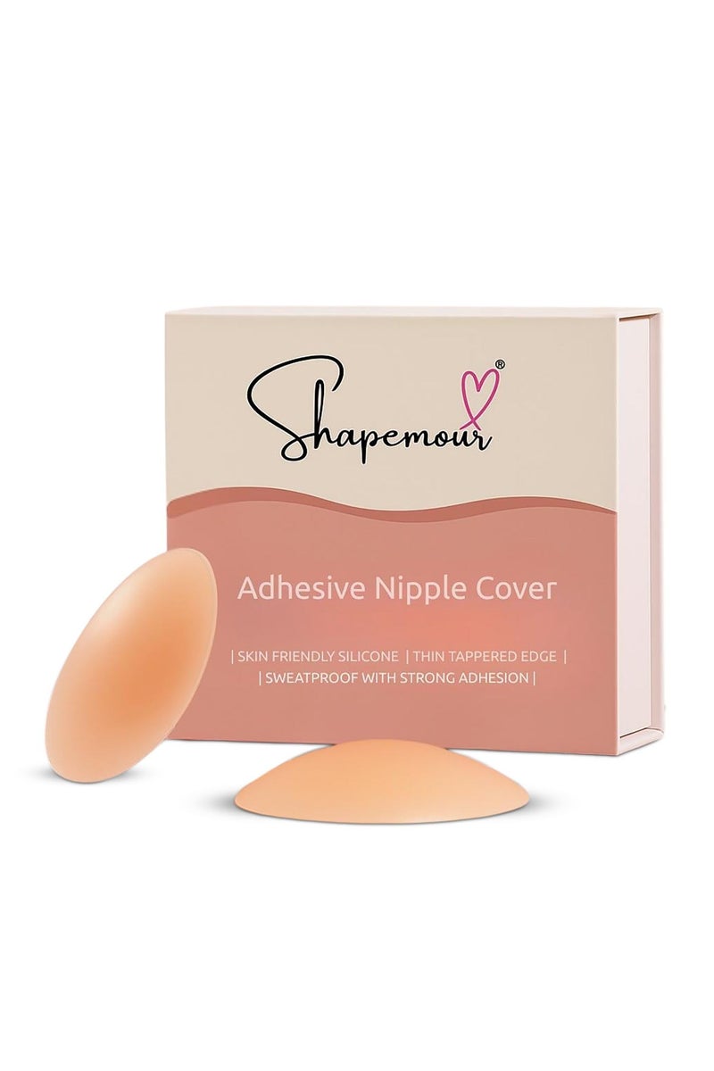 SHAPEMOUR Adhesive Silicone Nipple Covers for Women, Medical Grade Silicon and Skin Friendly Invisible Nipple Pasties I Resuable and All-Day Hold Nipple Pasties - 12cm - Image 1