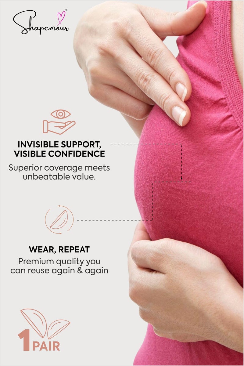 SHAPEMOUR Adhesive Silicone Nipple Covers for Women, Medical Grade Silicon and Skin Friendly Invisible Nipple Pasties I Resuable and All-Day Hold Nipple Pasties - 12cm - Image 5
