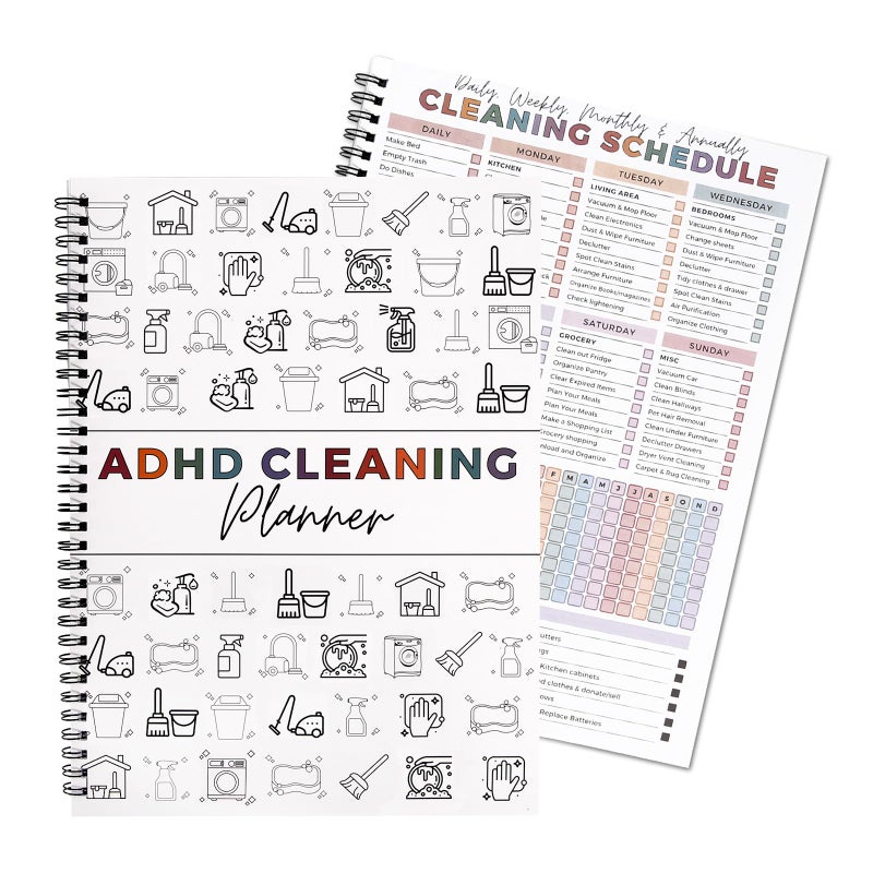 FASBET Adhd Cleaning Planner for Adults Women Teens Adhd Cleaning and Organizing Planner Cleaning Schedule and Checklist Notebook List Daily Weekly Monthly for Home Chore Chart Adhd Daily Planner - Image 1