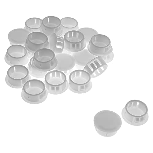 Jersvimc 25Pcs 5/8 Inch(16mm) White Hole Plug Plastic Hole Cover, Round End Cap Plug Flush Type Tube Insert Plug, Pipe Post Plug Panel Plug for Chair Furniture Glide Protectors - Image 1
