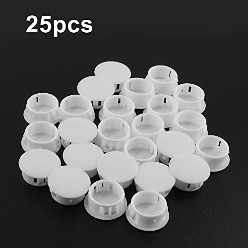 Jersvimc 25Pcs 5/8 Inch(16mm) White Hole Plug Plastic Hole Cover, Round End Cap Plug Flush Type Tube Insert Plug, Pipe Post Plug Panel Plug for Chair Furniture Glide Protectors - Image 2