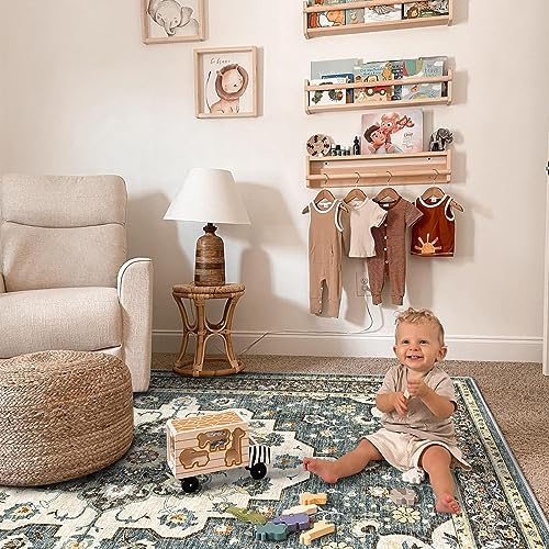 TOPRUUG Washable Oriental Area Rug - 9x12 Rugs for Living Room Soft Carpet for Bedroom Waterproof Floral Distressed Indoor Stain Resistant Non-Shedding Floor Carpets (Blue, 9x12) - Image 3
